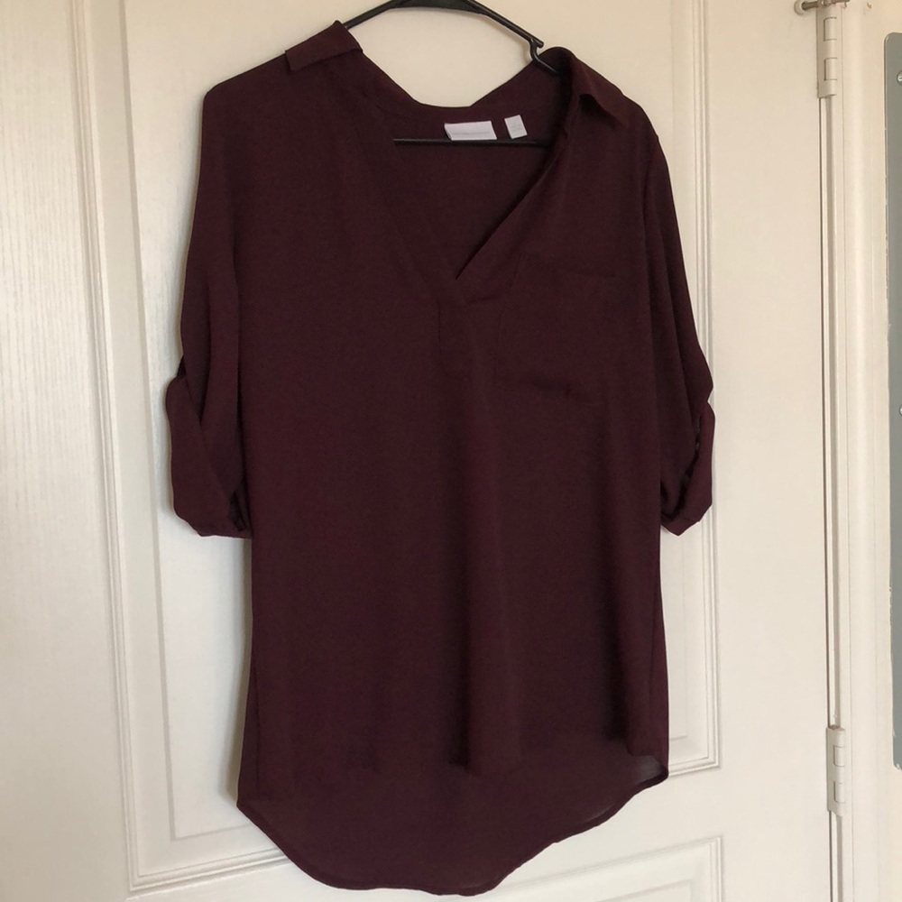 Deep Red Flowy Professional and Fun Top